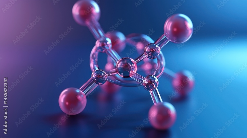 Sticker 3d molecular structure in futuristic lab setting