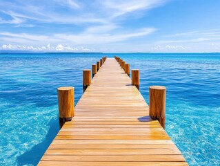 Fototapeta premium Tranquil wooden pier over turquoise water
