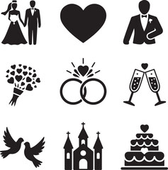 Silhouette icons bride, groom