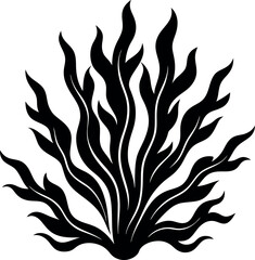 Seaweed Silhouette in Black | Marine Plant Vector