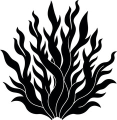Seaweed Silhouette in Black | Marine Plant Vector