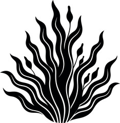 Seaweed Silhouette in Black | Marine Plant Vector