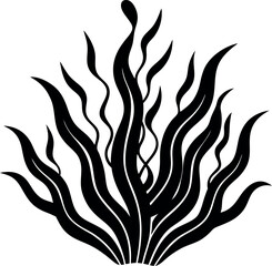 Seaweed Silhouette in Black | Marine Plant Vector