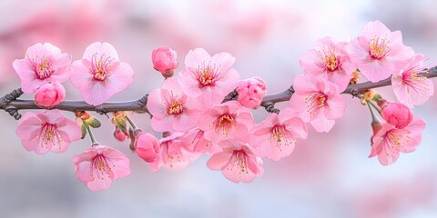 Obraz premium Pink Cherry Blossoms in Full Bloom, Symbolizing Spring, Renewal, and Natural Beauty