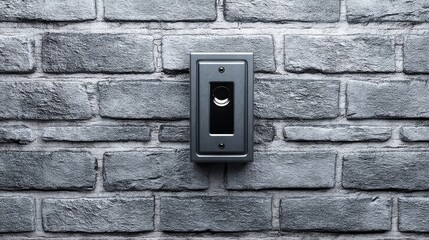 Modern Doorbell on Brick Wall - Sleek, modern doorbell design, security, home automation, technology, contemporary architecture