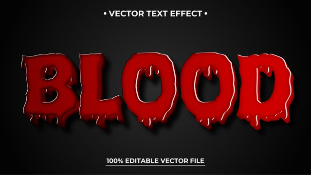 Blood editable text effect template liquid red slime 3d bold cartoon text style