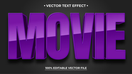 Movie 3d editable text effect with purple color suitable for battle themes