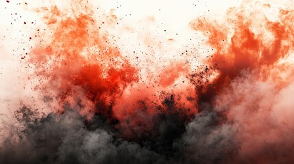 Fiery Red and Black Abstract Explosion Dramatic Powder Cloud Background Design Texture Intense Energy Powerful Visual Art Graphic Design Element      