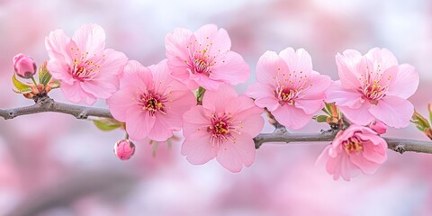 Obraz premium Pink Cherry Blossoms in Full Bloom, Symbolizing Spring, Renewal, and Natural Beauty