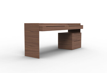 wooden table angle view with shadow 3d render