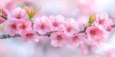 Obraz premium Pink Cherry Blossoms in Full Bloom, Symbolizing Spring, Renewal, and Natural Beauty