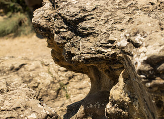 stones of different shapes and sizes standing in the water.