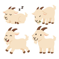 Cute goat cartoon vector collection