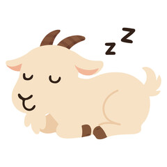 Funny Sleeping Cartoon Goat animal