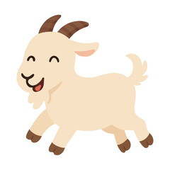 Cheerful Funny Cartoon Goat animal