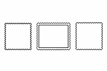 Set of wavy edges rectangle frames. Rectangular shapes with wiggly borders. Picture or photo frames, empty text boxes, label, tags on white background