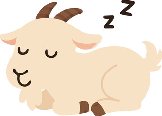 Funny Sleeping Cartoon Goat animal flat