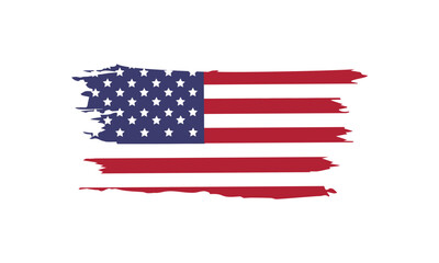 Grunge American Flag vector. Worn American flag representation with distressed effects on a white background