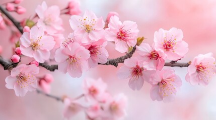 Obraz premium Pink Cherry Blossoms in Full Bloom, Symbolizing Spring, Renewal, and Natural Beauty
