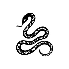 Elegant Black and White Silhouette of a Coiled Snake in Simple Minimalist Design, Monochrome Aesthetic