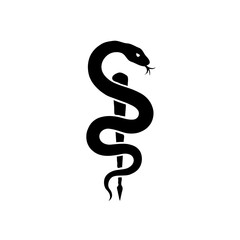 The Venomous Serpent: A Symbolic and Iconic Representation of a Coiled Snake, Captured in Minimalist Black and White Monochrome Design, Evoking the Mystique of Reptilian Power