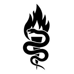 **"Infernal Coil: A Black and White Serpentine Flame Icon, Symbolizing Fire and Transformation in Minimalist Mythical Design"**  
Would you like to explore how this could be used for branding, tattoo