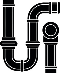 Sink Drain Pipes Silhouette in Black | Plumbing and Home Maintenance Vector