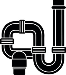 Sink Drain Pipes Silhouette in Black | Plumbing and Home Maintenance Vector