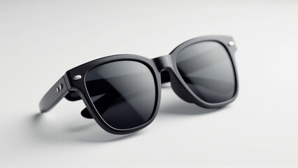 Stylish Modern Sunglasses with Dark Lenses Reflecting Subtle Light, Isolated on White