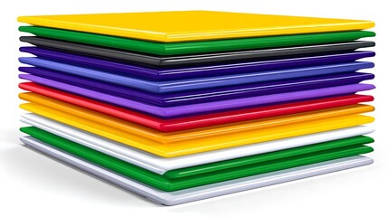 Stack of colorful, rectangular cutting boards