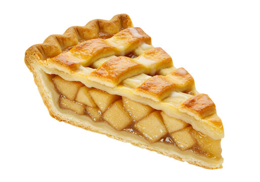 Apple pie slice with lattice crust, a delicious dessert treat on display close up