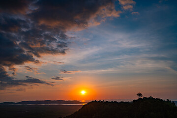 Amazing light sunset or sunrise sky landscape view,Beautiful nature colorful sky background