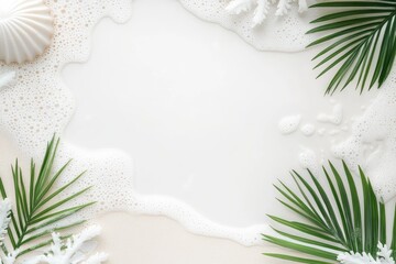 White Foam Frame, Tropical Leaves