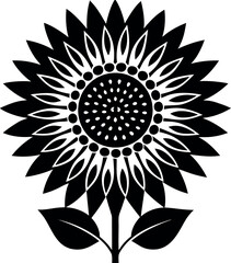 Sunflower Black Silhouette Icon | Vector for Floral Patterns and Nature Graphics