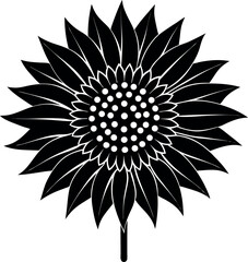 Sunflower Black Silhouette Icon | Vector for Floral Patterns and Nature Graphics