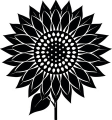 Sunflower Black Silhouette Icon | Vector for Floral Patterns and Nature Graphics