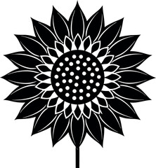 Sunflower Black Silhouette Icon | Vector for Floral Patterns and Nature Graphics