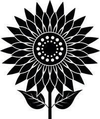 Sunflower Black Silhouette Icon | Vector for Floral Patterns and Nature Graphics