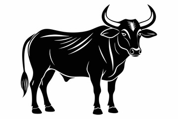 zebu sihouette black vector