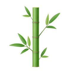 Naklejka premium 3D Icon, Minimalistic green bamboo, isolated on a transparent background