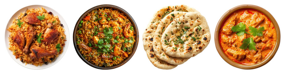 PNG Delicious Indian cuisine assortment, element set on transparent background