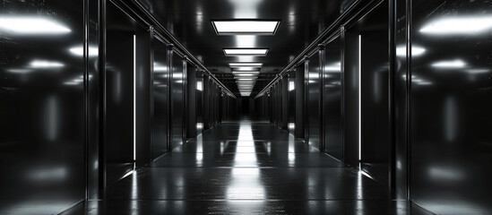 Futuristic corridor interior design..