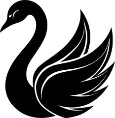 Swan Logo Vector Silhouette in Black