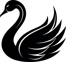 Fototapeta premium Swan Logo Vector Silhouette in Black