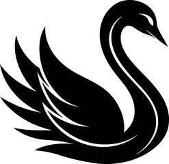 Obraz premium Swan Logo Vector Silhouette in Black