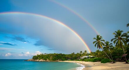 Double Rainbow Bay AI Generated