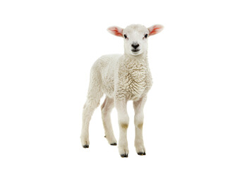 Fototapeta premium Isolated lamb standing looking forward on a plain background for design use
