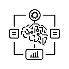 Algorithm optimization black line icon for digital and print projects.