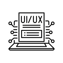 Automated UI UX design generation black line icon for digital and print projects.
