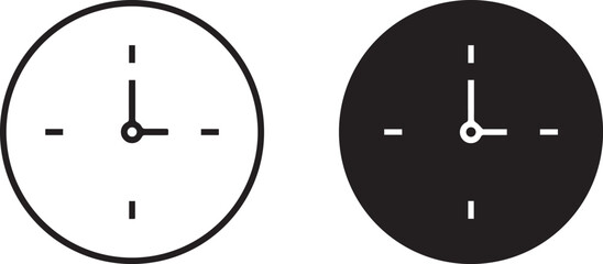 Minimalist clock faces, simple design, 3 o'clock, geometric shapes, clean lines, monochrome, circular,, timekeeping, abstract, iconic, graphic design, vector style